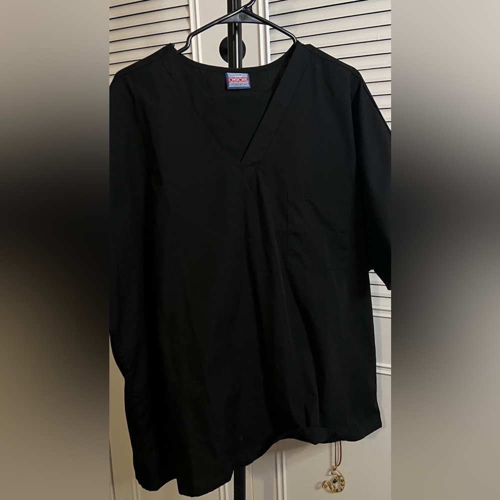 Cherokee Men and Women Scrub Set, V-neck Scrub Top with Drawstring Pants Large